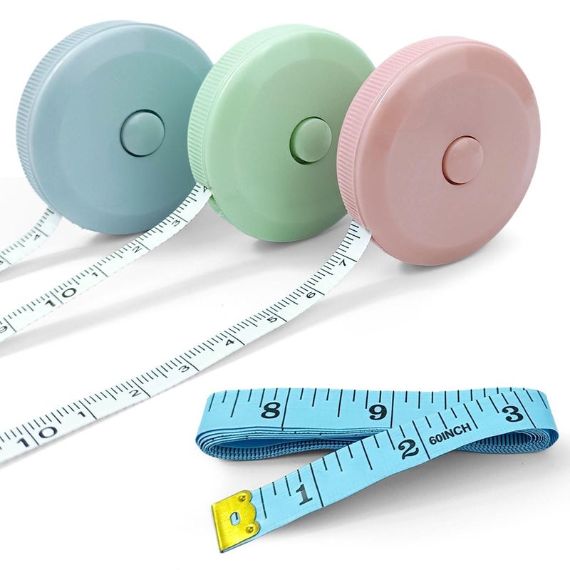 FKEYTO 4 Pack Tape Measure Measuring Tape Tool for Body Fabric Sewing Tailor Cloth Knitting Home Craft Measurements, 60-Inch (Green,Macaron Blue,Pink) - Image 1